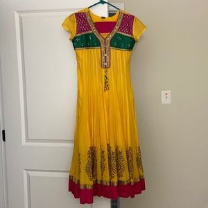 Yellow traditional anarkali dress